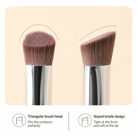 Professional Diagonal Triangle Highlighter Brush Synthetic Fiber Soft Makeup Brush For Face Contour Brightening Concealer