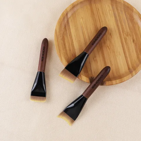 Walnuss Griff Halbmond Foundation Pinsel Tragbar Weich Synthetisch Faser Make-up Pinsel Für Fließend Foundation Gesicht Make-up