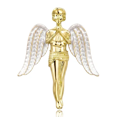 Engel Brosche Legierung Emaille Strass Retro Betende Flügel Anstecknadel Für Damen Herren Mantel Strickjacke Schmuck