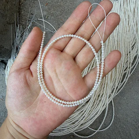 Perles d'Eau Douce Naturelles Mini Perles Fil de Perles Bébé Presque Rondes Pour Création de Bijoux DIY Colliers Bracelets