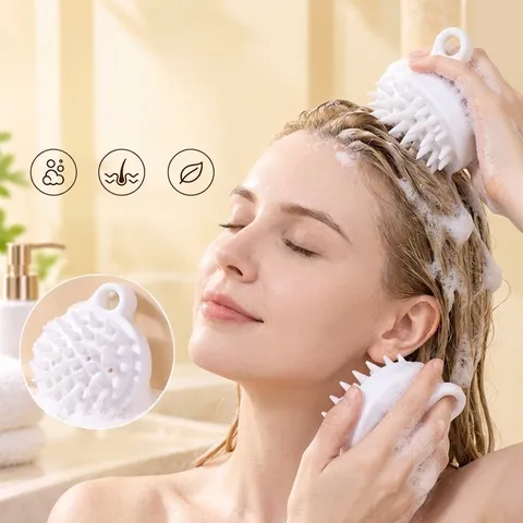 Cepillo de Masaje del Cuero Cabelludo Estilo Japonés Silicona Suave para Limpieza Profunda Relajación Cuidado del Cabello