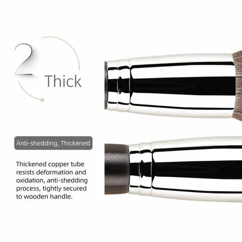 Brocha para Polvos Grande Profesional Mango de Madera de Ébano Pelo de Animal Brocha de Maquillaje Suave Esponjosa Herramienta Cosmética para Maquillaje Facial