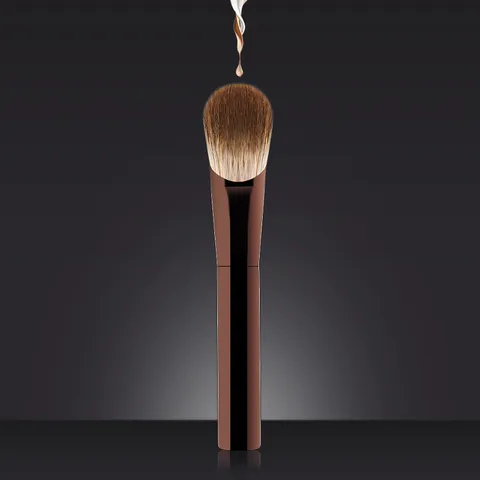 Professionele Dierenhaar Platte Blushkwast Metalen Handvat Afgeschuinde Poederkwast Cosmetische Make-up Tool