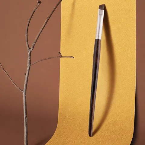 Professional Angled Eyebrow Brush Synthetic Fiber Hair Wooden Handle Precision Eyeliner Brush Eye Makeup Tool