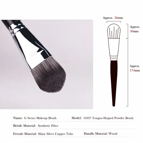 Ebony Wood Handle Foundation Brush Synthetic Fiber Makeup Brush Professional Tongue Shaped Liquid Foundation Applicator