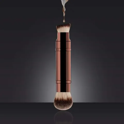 Dual End Portable Retractable Foundation Brush Metal Handle Synthetic Fiber Makeup Brush For Face Powder Blush Cosmetic Tool