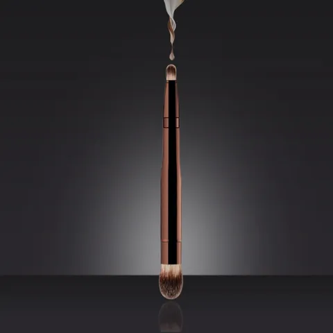 Synthetic Fiber Metal Portable Retractable Dual End Makeup Brush Eyeshadow Concealer Blending Brush Cosmetic Tool