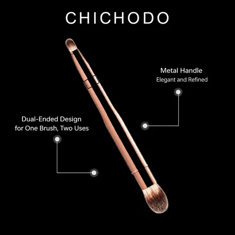 Synthetic Fiber Metal Portable Retractable Dual End Makeup Brush Eyeshadow Concealer Blending Brush Cosmetic Tool