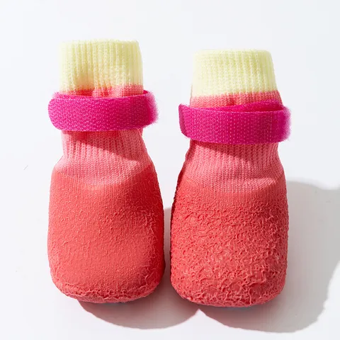 Dog Shoes Waterproof Non Slip Pet Paw Protectors Candy Color Knitted Socks For Small Dogs Cats Walking Outdoor