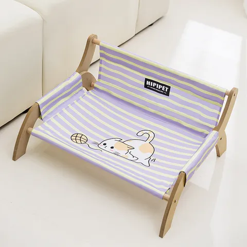 Letto Per Animali Domestici Con Sedia A Dondolo In Legno Per Gatti Divano In Tela Traspirante Letto Da Sonno Estivo Per Piccoli Gatti Forniture Per Animali