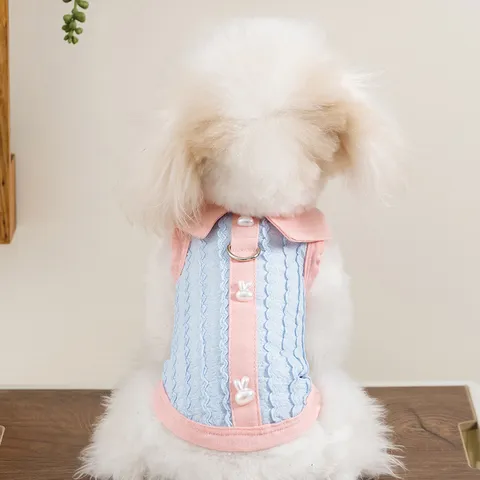 Frühling Sommer Haustier Polo Kragen Zweibein Kontrastfarbe Hemd Atmungsaktiv Dünn Kleine Mittlere Hunde Katzen Kleidung