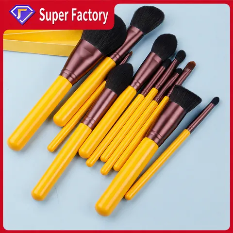 Professionelle Make-up Pinsel Synthetische Faser Weiches Haar Holzgriff Tragbares Beauty-Werkzeug-Kit für Gesicht Augen