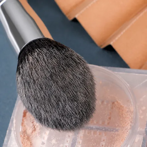 Pinceau Poudre Flamme Professionnel Poil d'Animal Doux Pinceau Maquillage Manche en Bois Noir Outil Cosmétique