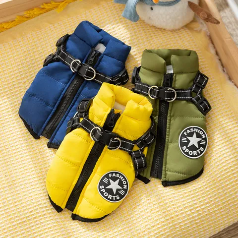 Verdikte Warme Hond Windjack Vest Winter Huisdier Puppy Koud Weer Jas Met Trekring Mode Fleece Honden Kleding