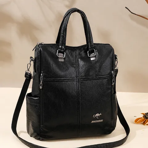 Sac à Dos Femme Mode Multifonctionnel en Cuir PU Souple Cartable Scolaire Décontracté Sac Bandoulière Polyvalent