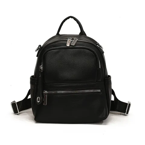 Femmes Mode Casual PU Cuir Sac à Dos Multi-Poche Voyage Sac d'École Quotidien Urbain Minimaliste Couleurunie Sac