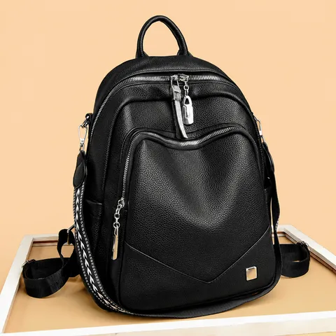 Sac à Dos Femme Mode Cuir PU Souple Grande Capacité Voyage Loisir École Cartable Rucksack Multifonction