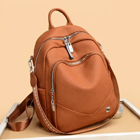Sac à Dos Femme Mode Cuir PU Souple Grande Capacité Voyage Loisir École Cartable Rucksack Multifonction