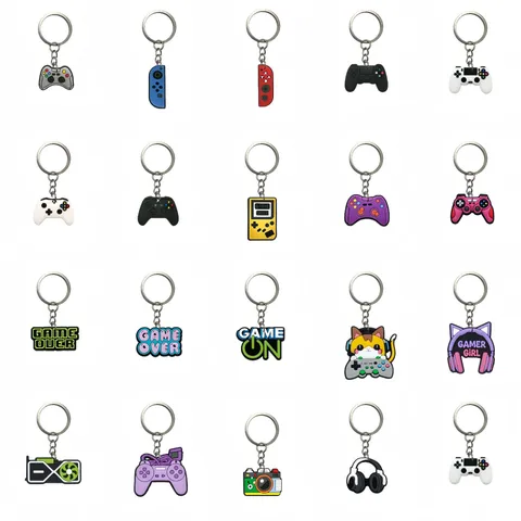 Llavero de Goma Suave PVC con Diseño de Mando de Juegos Lindo Coche Bolsa Auriculares Colgante Accesorios de Moda Encanto Regalo