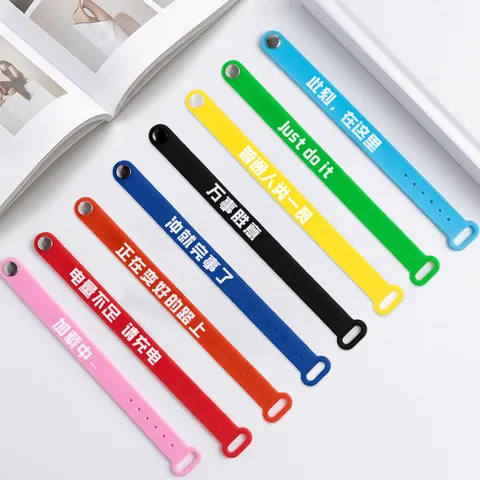 Silicone Sports Wristband Rubber Bracelet Printed Slogan Wrist Strap Colorful Fitness Support Band For Adults And Kids