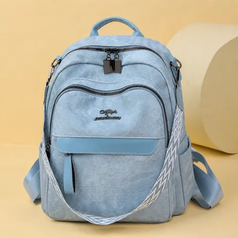 Sac à Dos Mode Rétro en Cuir PU pour Femmes Grande Capacité Loisir Voyage Cartable Poches Multiples