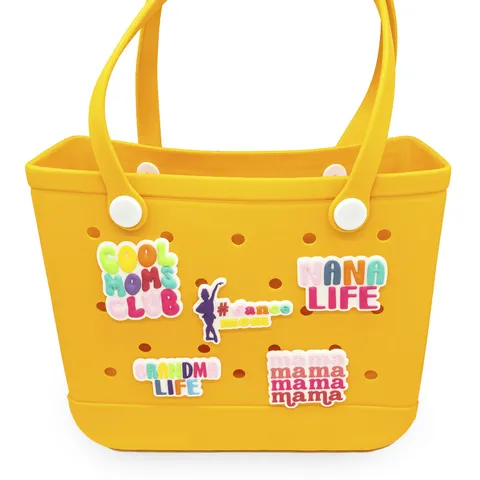Ciondoli per Borsa con Slogan in Lettere in PVC Fiori per Scarpe fai da te Tema Madre Accessori Decorativi Per Borse da Spiaggia Scarpe Forate Donna