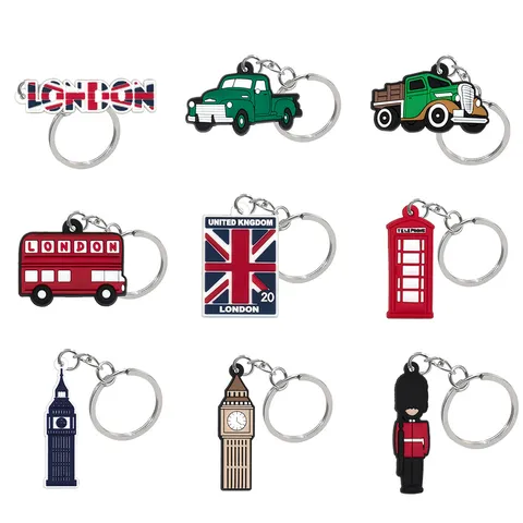 Leuke Cartoon Britse Stijl Sleutelhanger PVC Londen Bus Big Ben Telefooncel Sleutelhanger Auto Tas Hanger Sieraden