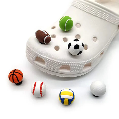 Breloques pour Chaussures en PVC Ballon de Sport Mignon Rugby Volleyball Baseball Golf Basketball Tennis Soccer Accessoires