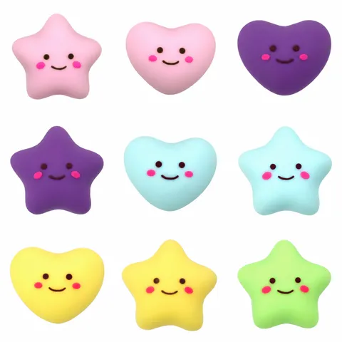 3D Cute Cartoon Star Heart Clog Charms PVC Shoe Decoration Accessories Smile Face Shoe Pins For Garden Shoes DIY Jewelry