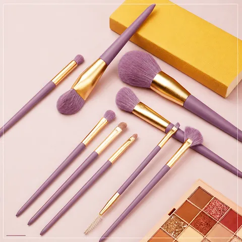 Professionelles Makeup Pinsel Set Kunstfaser Lila Farbverlauf Kosmetikpinsel Mit Aufbewahrungsbecher Schönheitswerkzeuge