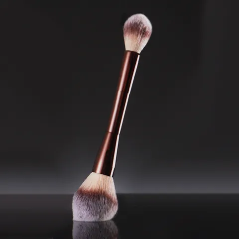 Professional Dual Ended Powder Brush Soft Synthetic Fiber Makeup Brush Large Fluffy Contour Highlighter Brush