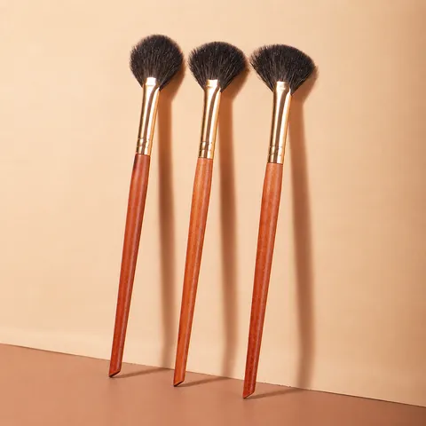 Professioneller Tierhaar Fächer Highlighting Pinsel Wolle Detail Puderpinsel Gold Silber Tube Make-up Pinsel