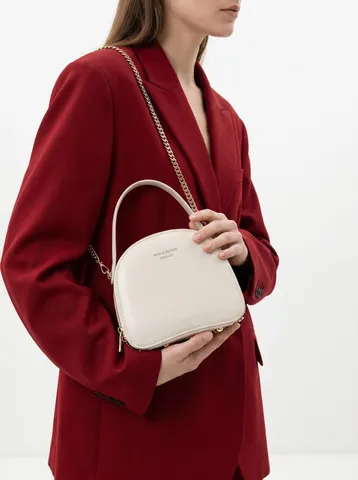 Bolso de Montura de Cuero Auténtico para Mujer Bolso Cruzado Minimalista Bolso de Mano con Asa Superior Teléfono