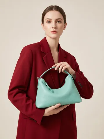 Bolso de Mano de Cuero de Vaca Genuino Minimalista para Mujer Moda Commuter Hombro Bandolera Asa Superior Bolso Almohada