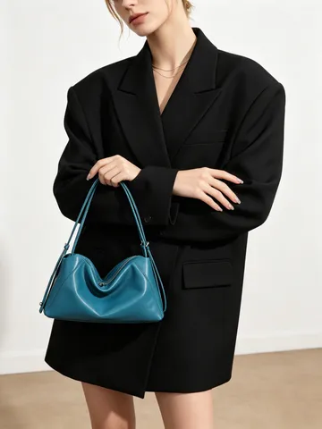 Bolso Tote de Gran Capacidad para Mujer de Cuero Auténtico Bolso de Hombro Suave Minimalista Bolso de Almohada Casual Bolso de Mano Diario
