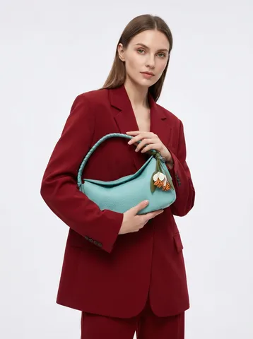 Mujer Moda Bolso de Hombro Cuero Genuino Asa Tejida Bolso Almohada Elegante Bolso Diario Asa Superior Bolso Cruzado