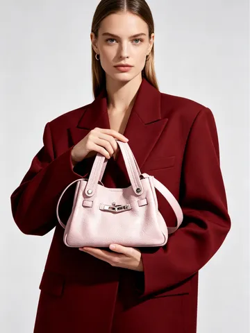 Bolso Cubo de Cuero para Mujer Moda Nicho Asa Superior Bolso Bandouliere Casual Versátil Color Sólido Bolso de Hombro