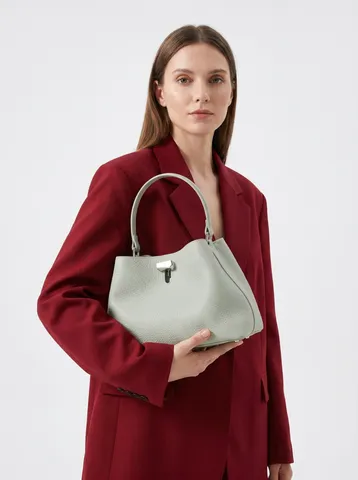 Bolso Cubo de Piel de Vaca para Mujer Minimalista Urbano Casual Color Sólido Patrón Lichi Bolso Bandolera