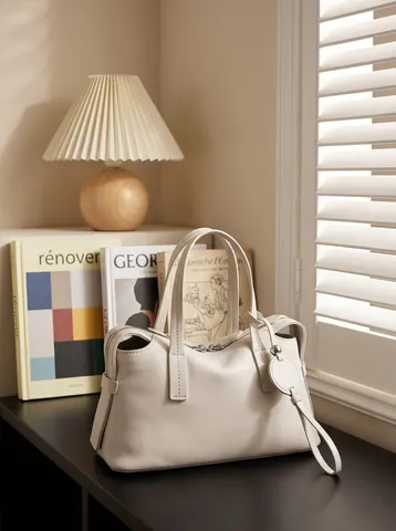 Bolso de Mano de Cuero de Vaca Minimalista Para Mujer Elegante Bolso de Hombro con Asa Superior Moda Casual Tote