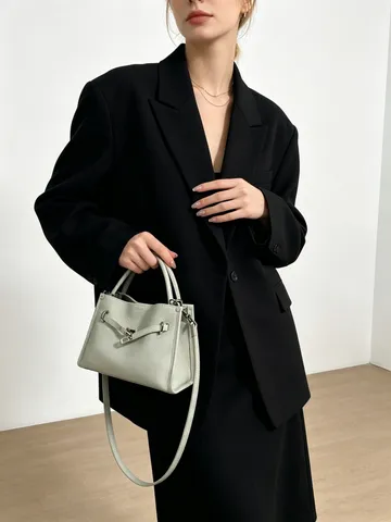 Bolso de Asa Superior de Cuero Genuino para Mujer Bolso de Hombro Casual para Commuting Minimalista Gran Capacidad Tote Bag