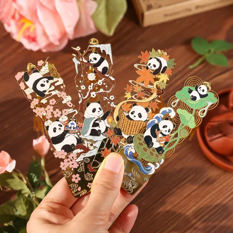 Exquisites Niedliches Panda Metall Lesezeichen Chinesischer Stil Hohl Lesezeichen Mit Quaste Schüler Schreibwaren Lese Geschenk