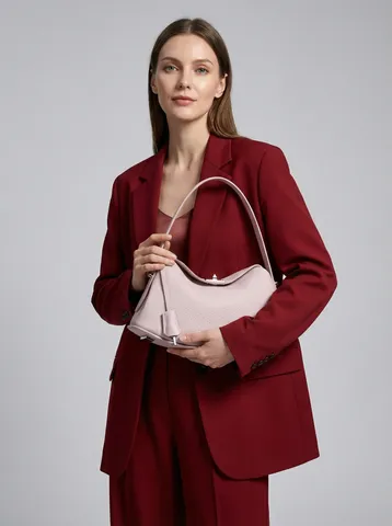 Bolso Bandolera Minimalista de Cuero Vacuno para Mujer Bolso de Hombro Casual de Color Sólido Bolso de Mano Vintage