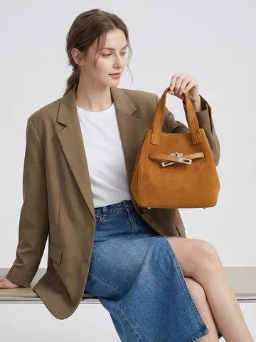 Bolso Saco De Lujo De Cuero Vacuno Esmerilado Mujer Commuting Casual Asa Superior Bandolera Bolso De Moda