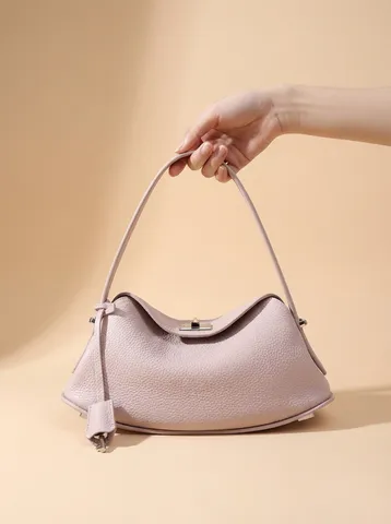 Bolso Bandolera Minimalista de Cuero Vacuno para Mujer Bolso de Hombro Casual de Color Sólido Bolso de Mano Vintage
