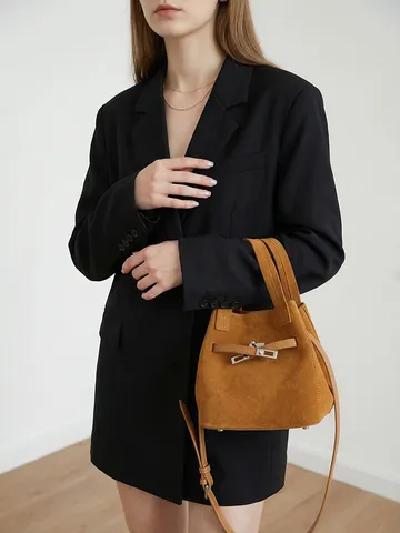 Bolso Saco De Lujo De Cuero Vacuno Esmerilado Mujer Commuting Casual Asa Superior Bandolera Bolso De Moda