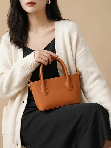 Bolso Bandolera de Cuero de Vaca de Primera Capa para Mujer Estilo Coreano Simple Casual Commuter Hombro Bolso de Mano Moda