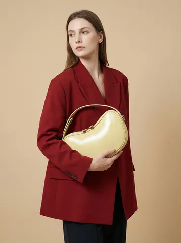 Bolso de Piel de Oveja de Moda para Mujer Bolso Bandolera de Media Luna Bolso de Hombro Madre e Hija de Diseño de Nicho