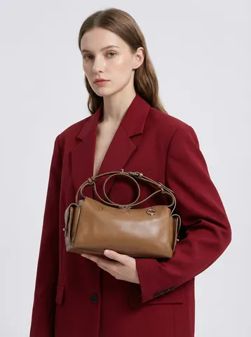 Bolso Bandolera de Hombro de Cuero de Vaca de Primera Capa para Mujer Moda Versátil Bolso Almohada