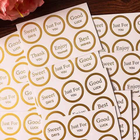 Goldprägung Runde Selbstklebende Aufkleber Weihnachten Segen Tags Geschenkverpackung Siegel Etiketten Dekorative Abziehbilder
