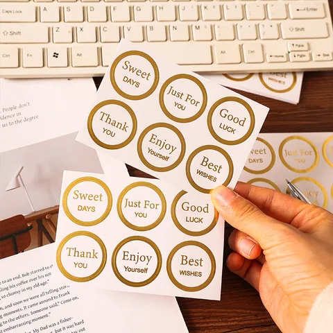 Goldprägung Runde Selbstklebende Aufkleber Weihnachten Segen Tags Geschenkverpackung Siegel Etiketten Dekorative Abziehbilder